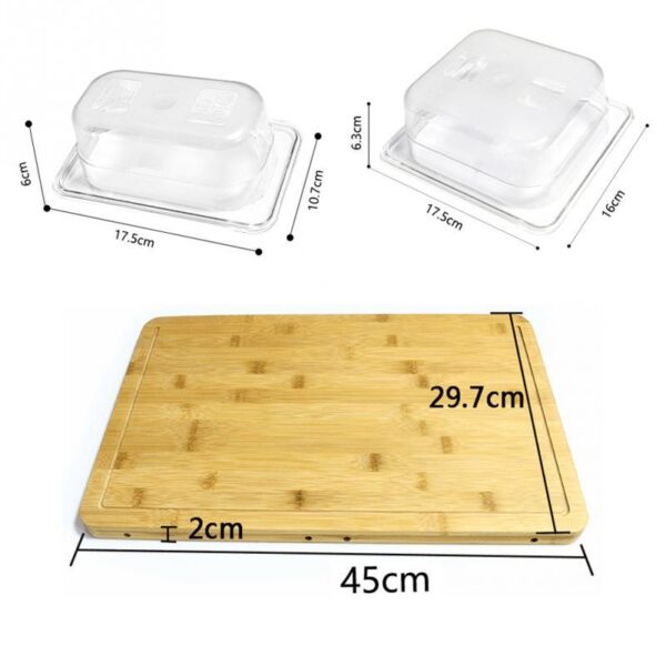 Planche à découper durable en bambou lisse avec boîte de rangement pour légumes – Image 2