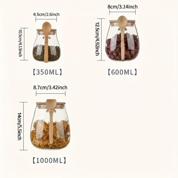Récipient de stockage alimentaire avec couvercle et cuillère en bois de bambou – Image 5