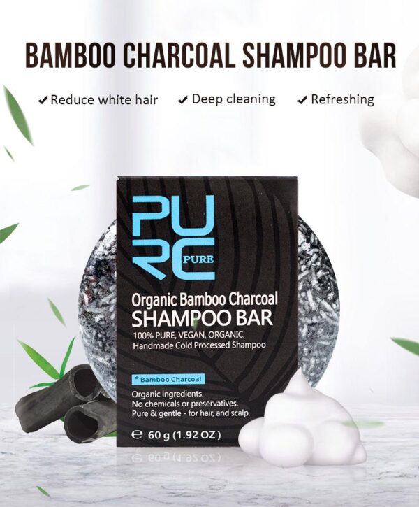 Shampoing en barre nourrissant et rafraîchissant au charbon de bambou, pour des cheveux brillants – Image 2