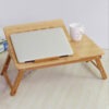 Tablette ergonomique en bambou pour ordinateur portable avec ventilateur USB – bureau ajustable et pliable, plateau de lit ou de petit-déjeuner – Image 6