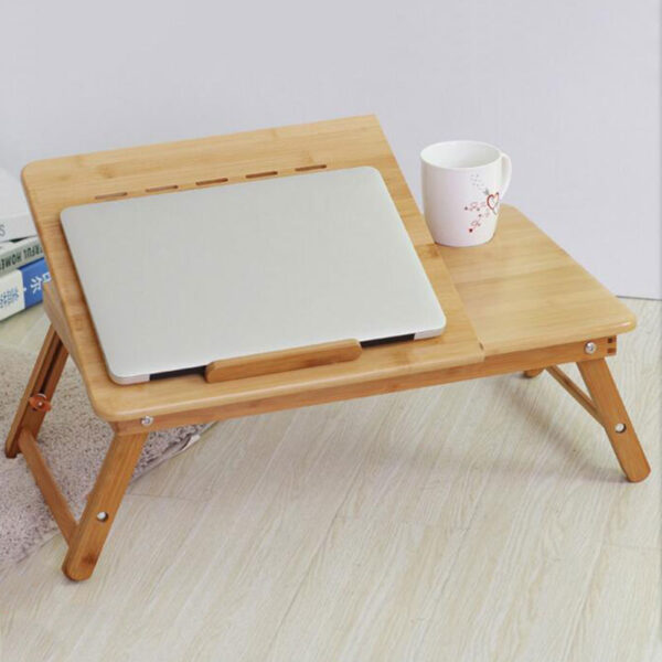 Ergonomic Bamboo Laptop Desk with USB Cooling Fan – Adjustable Foldable Bed Tray - Image 6