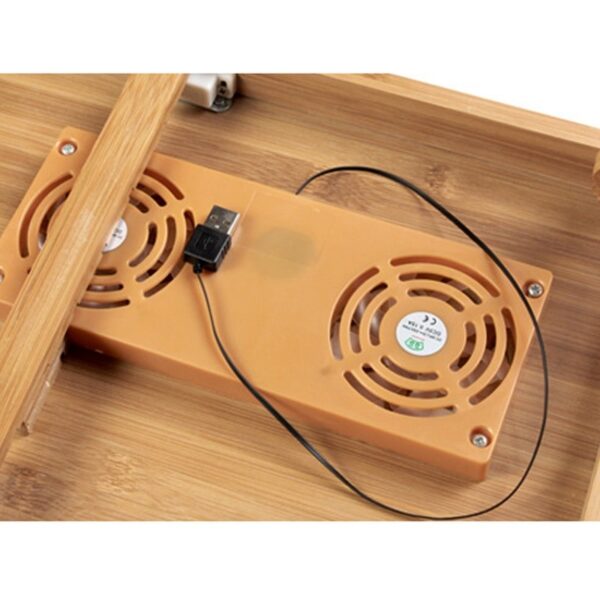 Ergonomic Bamboo Laptop Desk with USB Cooling Fan – Adjustable Foldable Bed Tray - Image 5